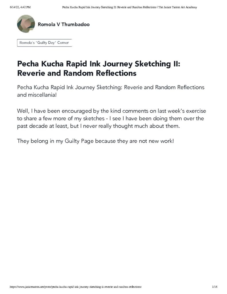 thumbnail of Pecha Kucha Rapid Ink Journey Sketching II Reverie and Random Reflections